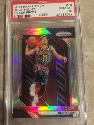 2018 - 19 Prizm Silver Refractor 78 Trae Young Rc Gem Psa 10 Hawks