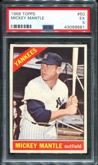 1966 Topps 50 Mickey Mantle Psa 5 Ex York Yankees