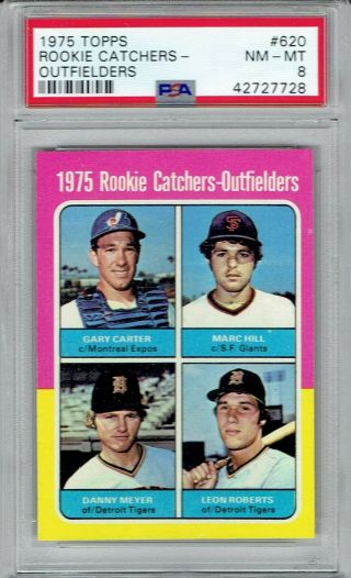 1975 Topps Rookie Catcher - Ofs Gary Carter 620 Montreal Expos Rc Hof Psa 8 Nm - Mt