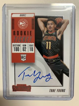 2018 - 19 Panini Contenders Basketball Trae Young Rookie Ticket Auto -