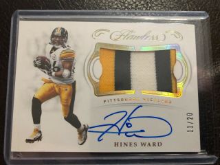 2018 Panini Flawless Hines Ward Jersey Patch Auto Autograph 11/20