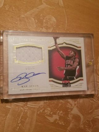 2015 - 16 National Treasures Ray Allen Jersey Auto Hall Of Fame Usa 4/25