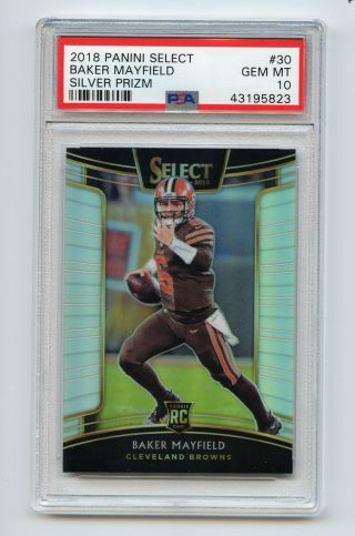 Baker Mayfield Psa 10 Rc 2018 Panini Select Silver Refractor Concourse Sp Browns