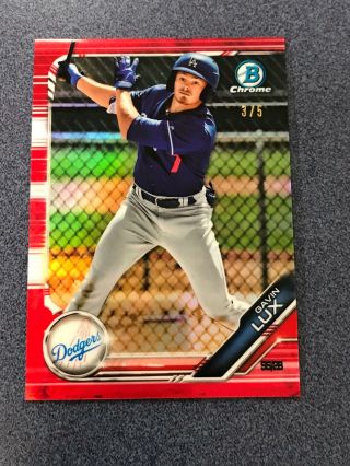 2019 1st Bowman Chrome Red Refractor Gavin Lux Rookie 3/5 Dodgers (ju8)