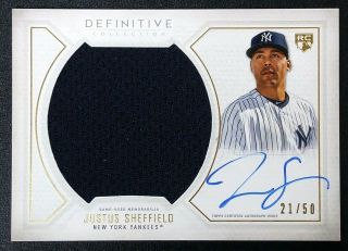 2019 Topps Definitive Autograph Relic Justus Sheffield Auto Jersey Rc 21/50 Yj