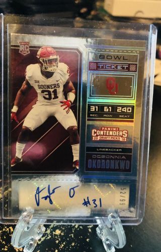 2018 Ogbonnia Okoronkwo Signed Rookie Contenders Bowl Ticket Auto Card /99 Sp Rc