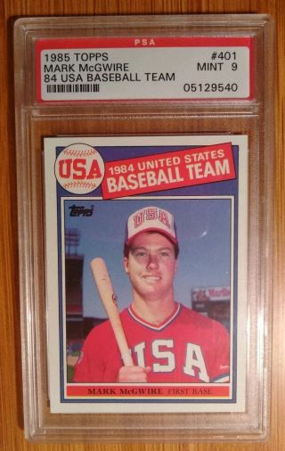 1985 Topps 401 Mark Mcgwire Team Usa Baseball Rookie Card Psa 9