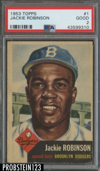 1953 Topps 1 Jackie Robinson Brooklyn Dodgers Hof Psa 2 Good