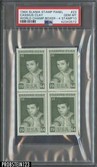 1964 Slania Stamp Panel Boxing Stamp 23 Cassius Clay Muhammad Ali Rc Psa 10