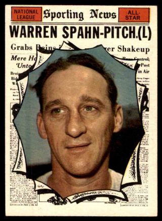 1961 Topps 589 Warren Spahn Braves All Star Ex - Mt,  To Nm