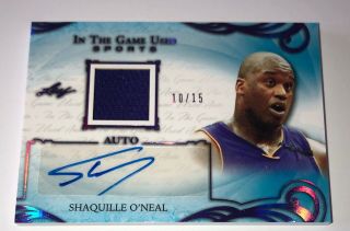 2019 Leaf Itg Game Shaquille O’neal Auto Game Jersey Card D 10/15