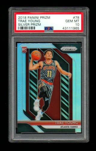 Trae Young 2018 - 19 Panini Silver Prizm Rookie Rc Psa 10 Gem