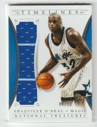 2013 2014 National Treasures Shaquille O’neal Timelines Jersey Magic 4/99