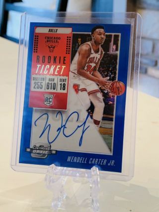 Wendell Carter Jr.  2018 - 19 Contenders Optic Rookie Ticket Blue Auto /99