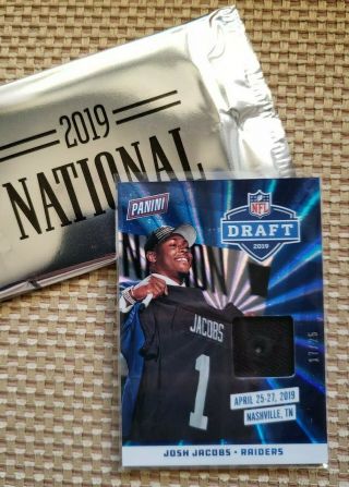 Josh Jacobs /25 2019 Panini The National Rookie Hat Relic Worn On Draft Stage