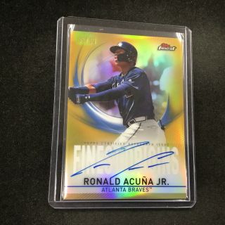 Ronald Acuna Jr 2019 Topps Finest Baseball Origins Gold Refractor Auto 38/50 Jk
