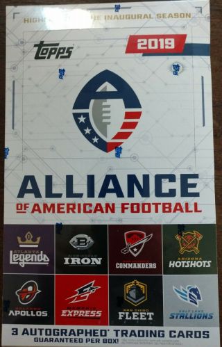 2019 Topps Alliance Of American Football Factory Hobby Box 3 Autos