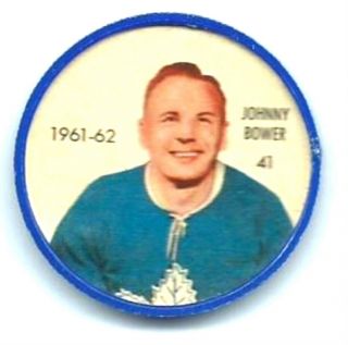 1961 - 62 Shirriff Salada Hockey Coin 41 Johnny Bower Toronto Maple Leafs