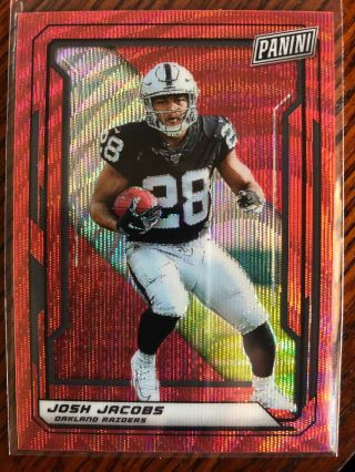 2019 Panini National Vip Josh Jacobs Red Shimmer Refractor Rookie Rc 2/25 Raider