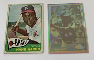 1965 Topps Hank Aaron Milwaukee Braves 170 Baseball Card & 1991 Hologram