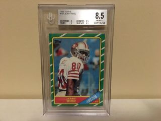 1986 Topps Jerry Rice Rc 161 Bgs 8.  5 Near -,