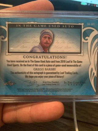 Gregg Barsby 2019 Leaf In the Game Auto Relic /35,  Disc Champ, 3