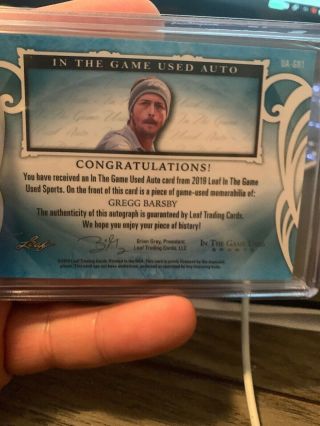 Gregg Barsby 2019 Leaf In the Game Auto Relic /35,  Disc Champ, 5