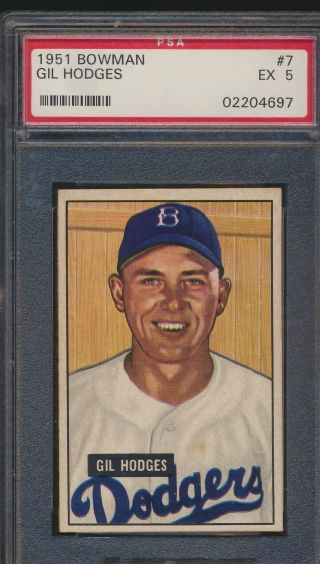 1951 Bowman Gil Hodges Dodgers 7 Psa 5 Ex (jm)