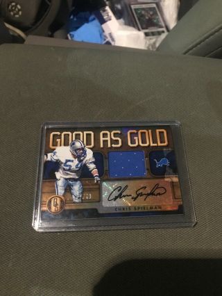 Chris Spielman Good As Gold Relic Auto Numbered 36/49.  From 2019 Gold Standard.