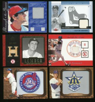2002 - 2009 Carl Yastrzemski 6 Ct Mostly Game Relics Patches Red Sox Br