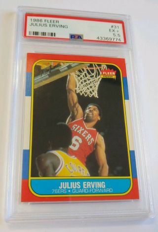 Julius Erving 1986 1986 - 87 Fleer Psa 5.  5 31 Grade 76ers