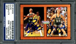 Magic Johnson & Larry Bird Autographed Signed 1993 Hoops Card Mb1 Psa/dna 58639