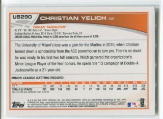 2013 Christian Yelich Topps Update ROOKIE CARD Rc US290 Marlins Brewers NRMT 2