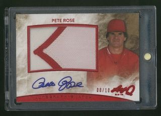 2015 Leaf Q Pete Rose Autograph Auto Patch Reds Sp 8/10