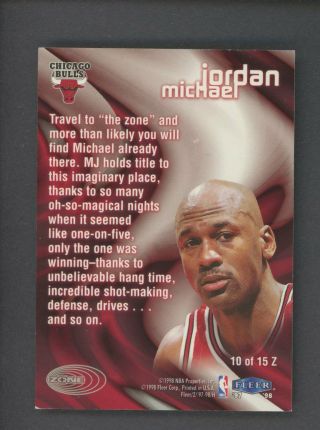 1997 - 98 Fleer Zone 10 Michael Jordan Chicago Bulls HOF 2