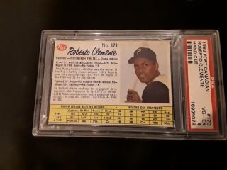 1962 Post Cereal Canadian 173 Roberto Clemente Psa 4 Very Rare