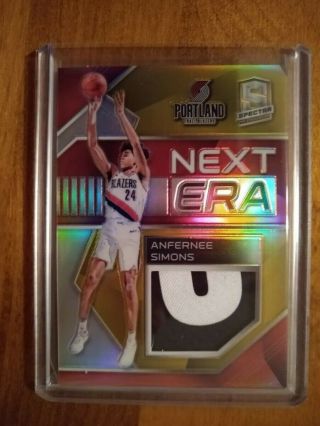 2018 - 19 Panini Spectra Anfernee Simons Rc Sp 2/10 Next Era Gold Refractor Patch
