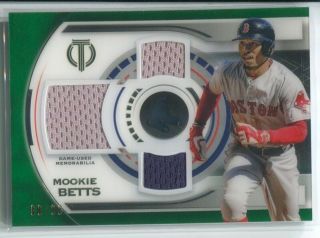 2019 Mookie Betts Topps Tribute Quad Game Jersey Green 60/99 Boston Red Sox