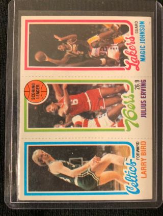 1980 - 1981 Topps Larry Bird/ Julius Erving/ Magic Johnson 6 Basketball Card—rc