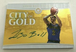 2018 - 19 Panini Opulence Lonzo Ball City Of Gold Signature Autograph Auto 9/10