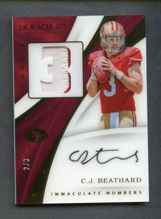 2017 Immaculate C.  J.  Beathard Rpa Rc Rookie Patch Auto 2/3 San Francisco 49ers