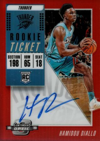 Hamidou Diallo 2018 - 19 Contenders Optic Rookie Ticket Red Auto Rc 25/149 Thunder