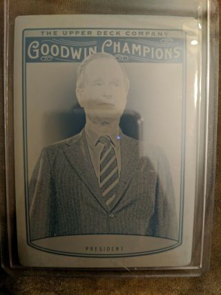 George H.  W.  Bush 2019 Upper Deck Goodwin Champions 1/1 Cyan Printing Plate