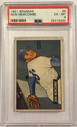 1951 Bowman 6 Don Newcombe Psa 6 Ex - Mt Baseball Card Set Break