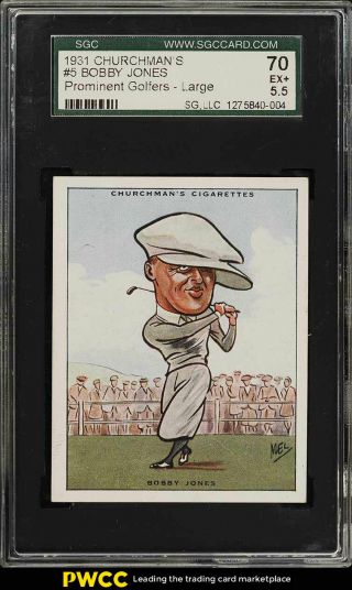 1931 Churchman Prominent Golfers Large Bobby Jones 5 Sgc 5.  5 Ex,  (pwcc)