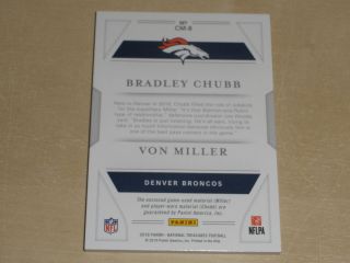 2018 National Treasures Dual PATCH NFL Gear Combo Bradley Chubb Von Miller 08/10 2