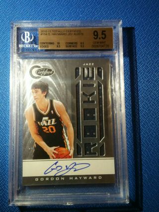 Gordon Hayward 2010 - 11 Totally Certified Jersey Patch Auto Rc /579 Bgs 9.  5