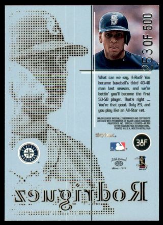 1999 (MARINERS) SkyBox Molten Metal Fusion Sterling 38 Alex Rodriguez SN 2