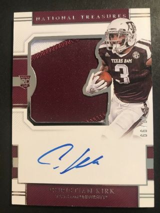 Christian Kirk 2018 National Treasures Collegiate Rookie Patch On Card Auto /99.