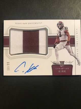 Christian Kirk 2018 National Treasures Collegiate Rpa Patch Auto /99 Cardinals.